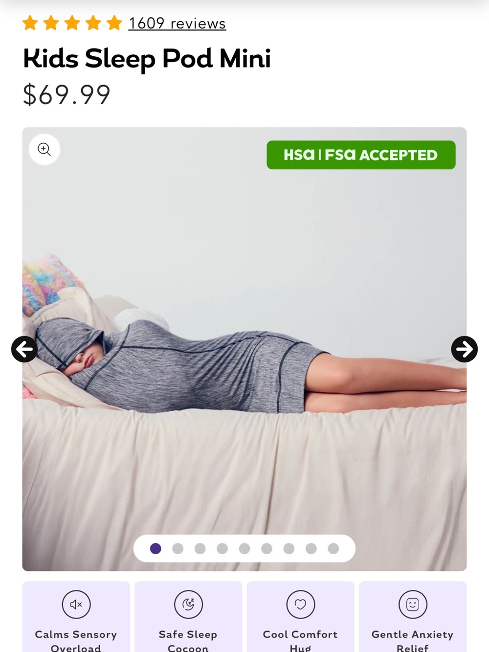 Kids Sleep Pod Mini - Heather Gray Sensory Sleepwear